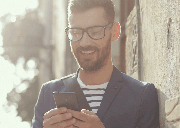 Man looking at screen