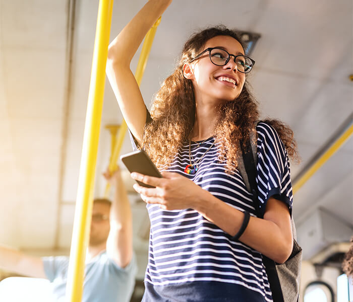 Woman on bus