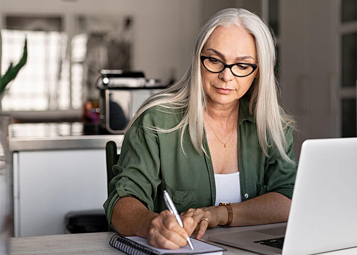 Woman assess finances